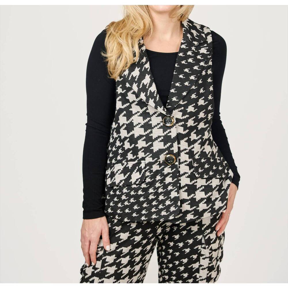 NEW SHANNON PASSERO sellie vest in houndstooth